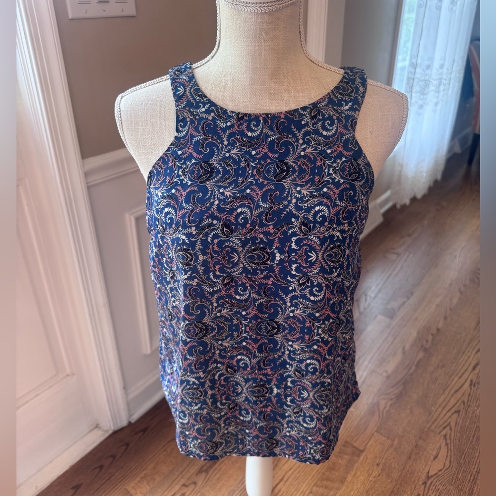 Paper Crane Tank Top Women's Size S‎ Blue  Pink Sleeveles Ornamental Paisley